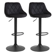 Sgabello Bar Set 2 Pezzi Regolabile Girevole ¨C Xylo ¨C Velluto Nero con Schienale e Poggiapiedi