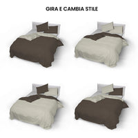 Copripiumino con Sacco e Federe Doubleface Marrone/Panna Singolo