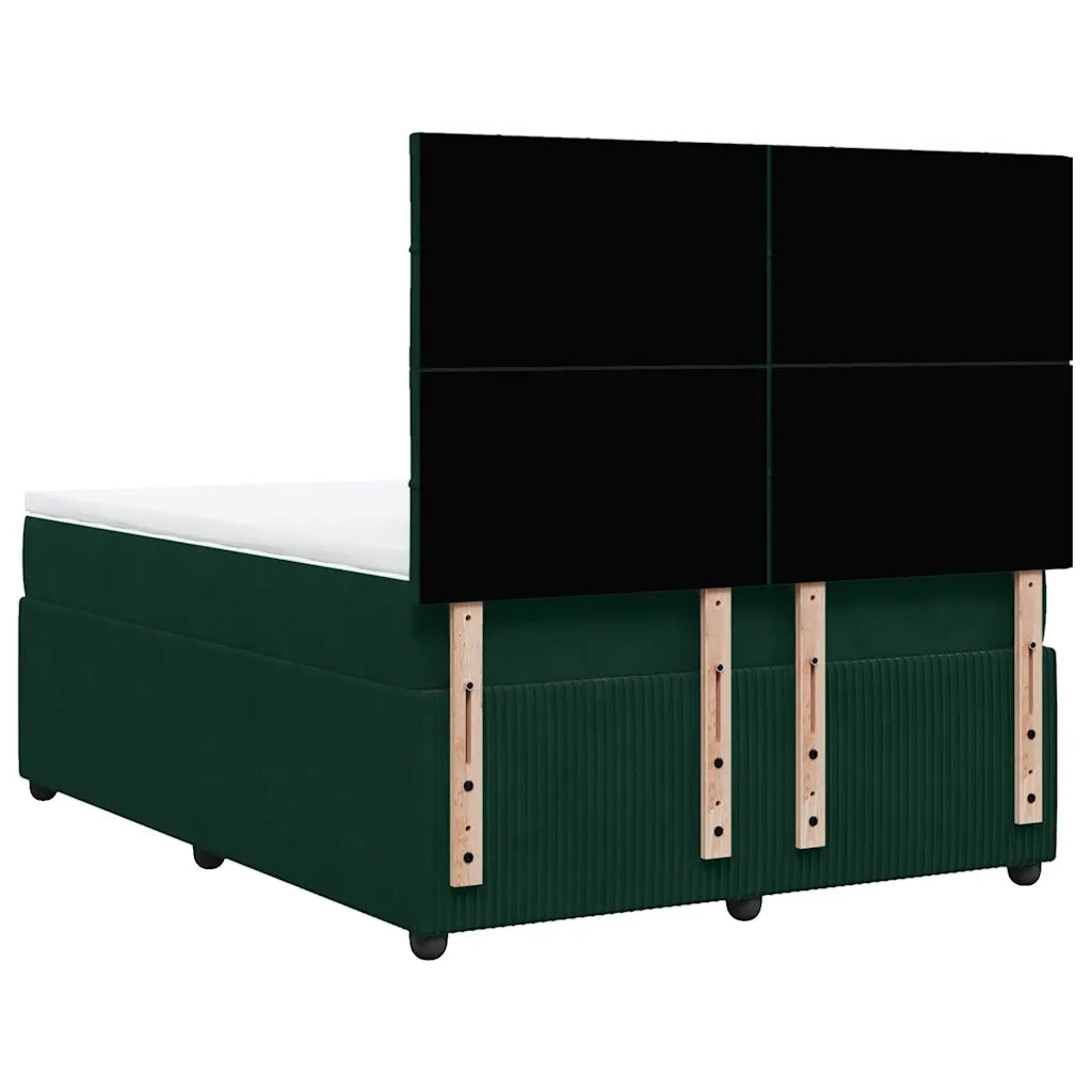 Giroletto a Molle con Materasso Verde Scuro 140x190 cm Velluto