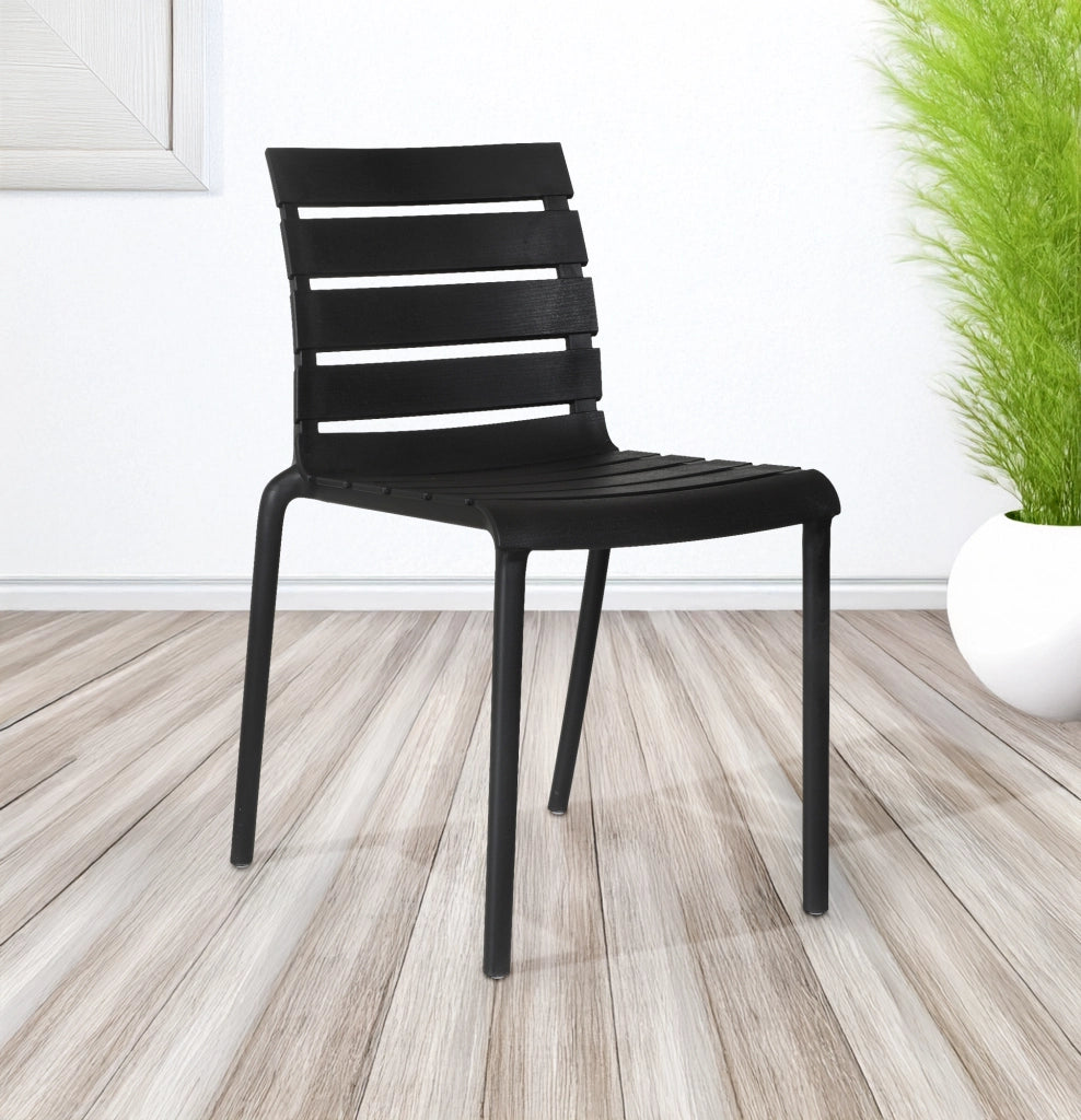Set 4 Sedie In Polipropilene e Fibra Di Vetro Sedia Cucina Trattamento Uv Antiscolorimento Giardino Interno Esterno Moderne Robuste Resistenti Seduta Terrazzo Soggiorno Bar Ristorante Impilabili Nina-Nero
