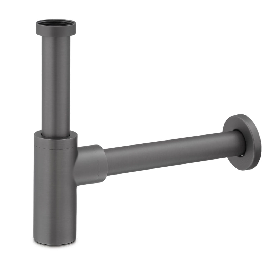 Sifone di scarico con canna tonda in acciaio e ottone gun metal | Corinto