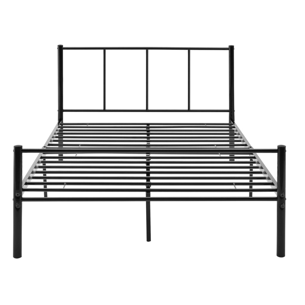Letto 1 Piazza e Mezza Laos con Materasso 120x200 cm Letto in Acciaio con Testiera e Pediera - Nero [en.casa]
