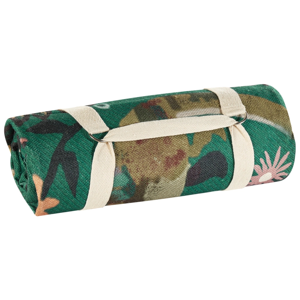 Coperta da picnic verde con cinturino con motivo animale 200 x 200 cm per esterni