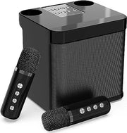Macchina Karaoke con 2 Microfoni Senza Fili – Altoparlante Bluetooth Portatile per Karaoke – Sistema PA con Subwoofer – Set di Karaoke per Uso Casa, Festa e All'aperto