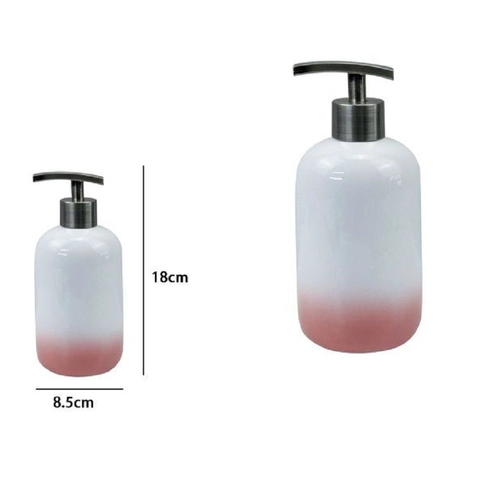 Trade Shop - Dispenser Porta Sapone Liquido Bianco Rosa Accessori Bagno Moderno Arredo 59906 -