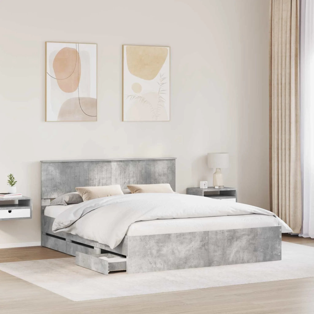 Struttura del letto con cassetto Grigio cemento 160 x 200 cm 3410689