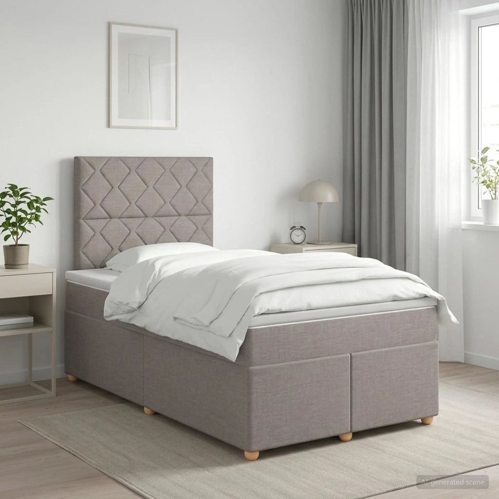 Letto box spring con materasso Tortora 120 x 190 cm Tessuto 3453848