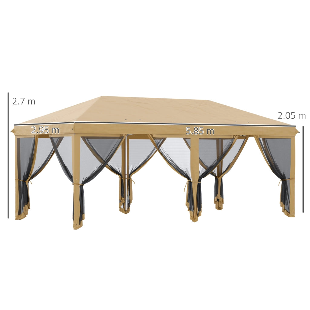 Gazebo da Giardino Pieghevole 6x3m con Zanzariera e Borsa ¨C zephmum ¨C Beige