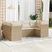 Set Divano da Giardino 6 pz con Cuscini Beige in Polyrattan 3218108