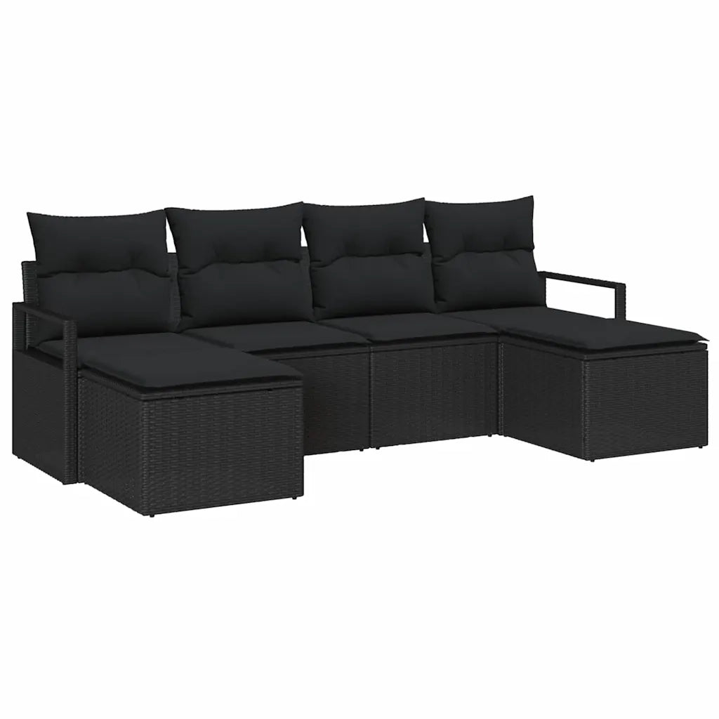Set di divani 6 pcs Nero polyrattan 3346493