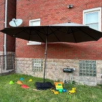Ombrellone da Giardino XXL 4,6L x 2,7l x 2,4H cm con Base a Croce, Apertura e Chiusura con Manovella, Acciaio e Poliestere ad Alta Densità, Grigio
