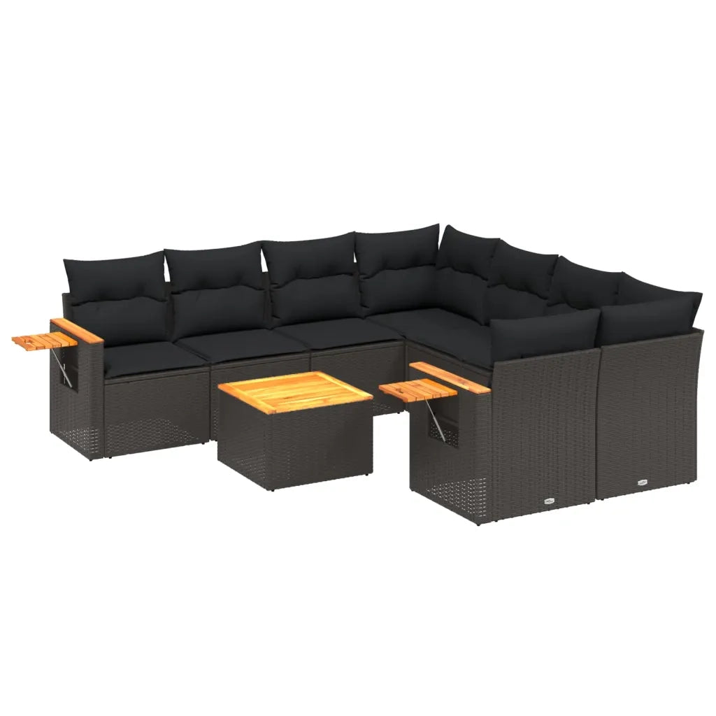 Set Divani da Giardino 9 pz con Cuscini Nero in Polyrattancod mxl 116310