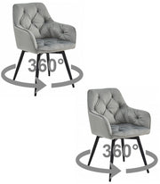 Sedia girevole in velluto VALORA LUKK360 - Gambe grigio argento / nere x 2