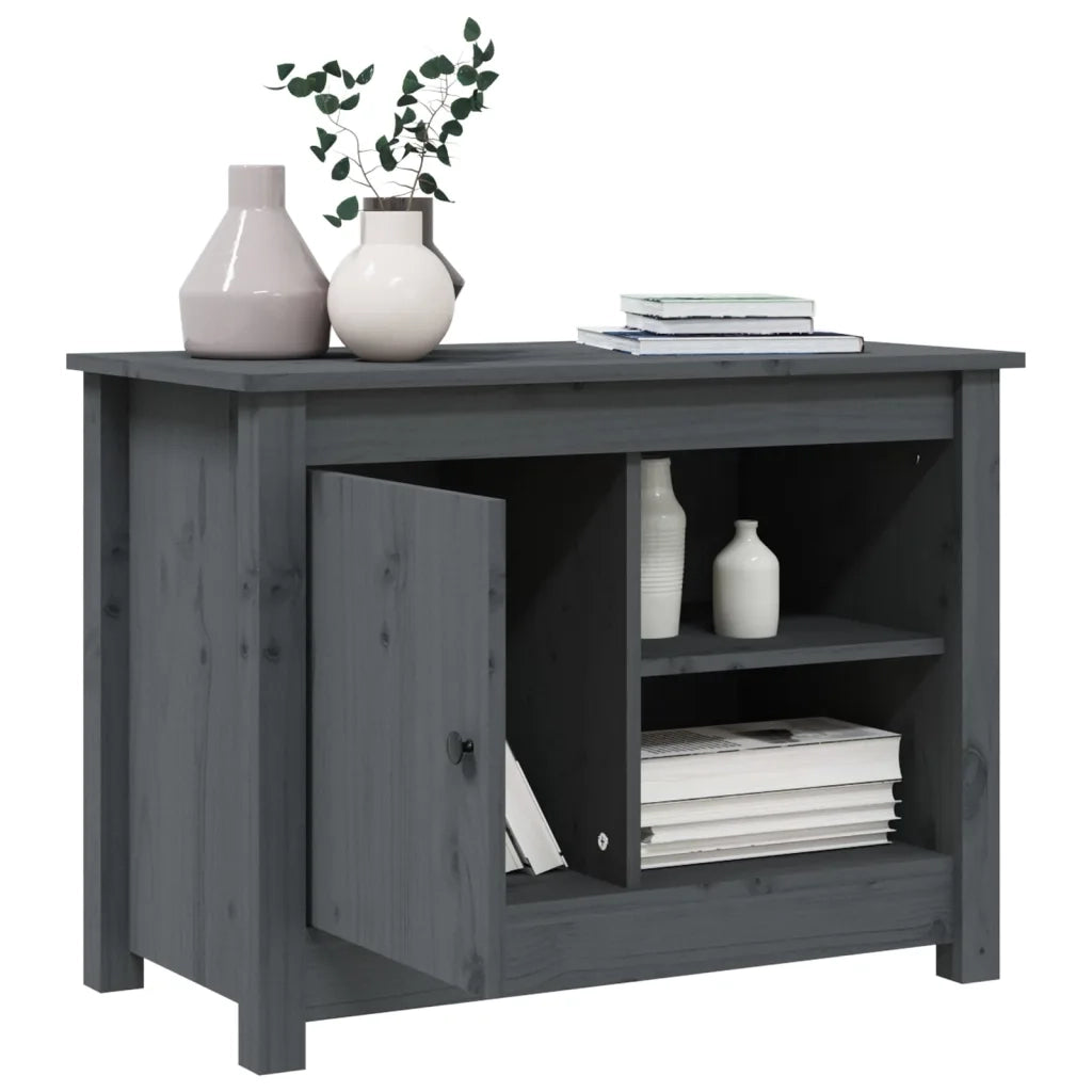 Mobile Porta TV Grigio 70x36,5x52 cm in Legno Massello di Pino 814581
