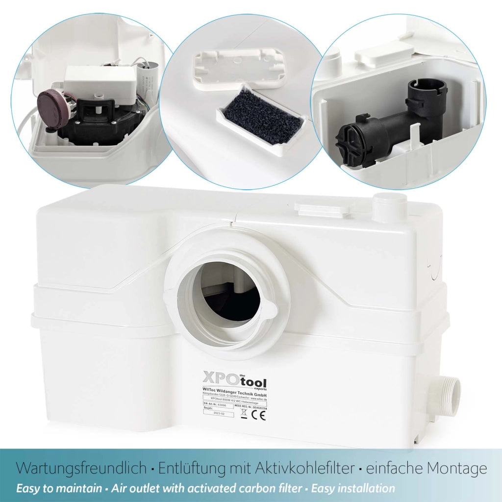 Stazione di sollevamento 4/2 con trituratore WC 800 watt Pompa per acque reflue