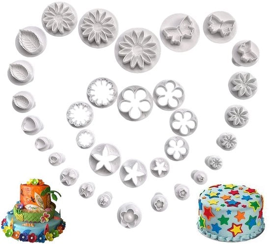 Fondant Cake Koekjes Plunger Cutter Suikerwerk Decorazioni con Forme di Fiore, Farfalla, Stella, Margherita e Cuore per Biscotti DIY