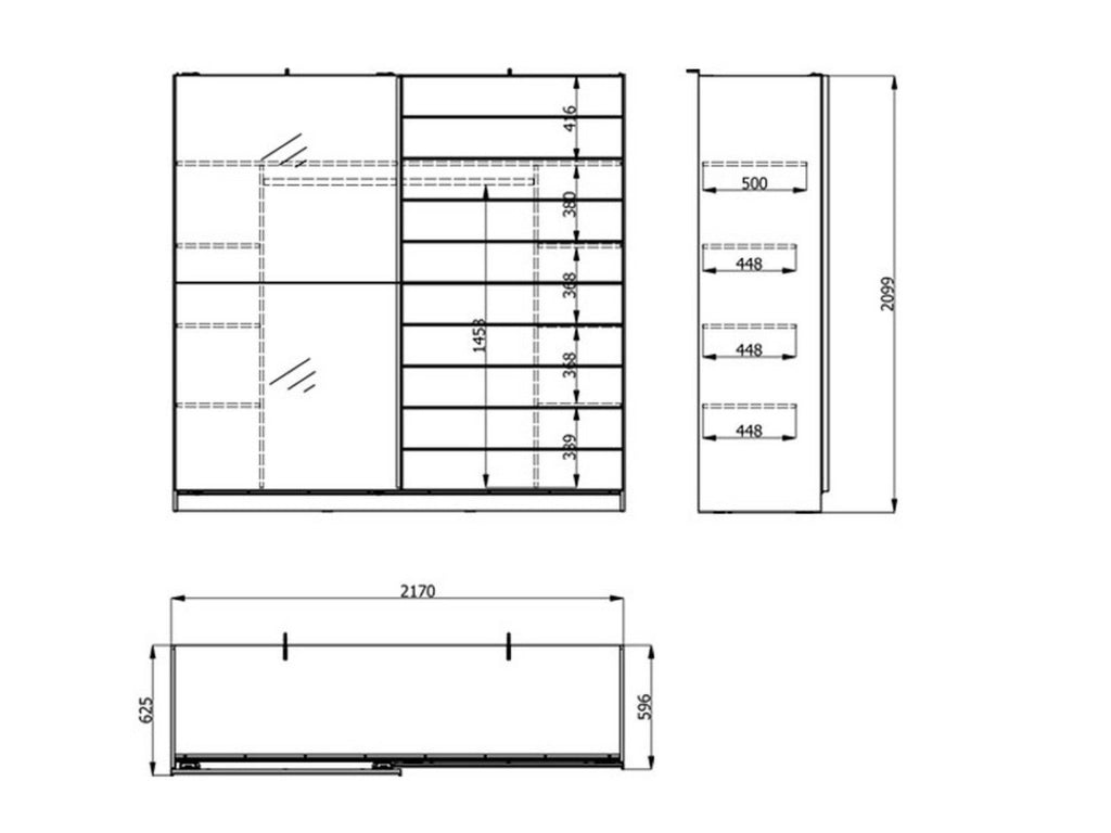 Armadio Camera da Letto Valsinni, Guardaroba Grande Appendiabiti, 217x210h cm Bianco