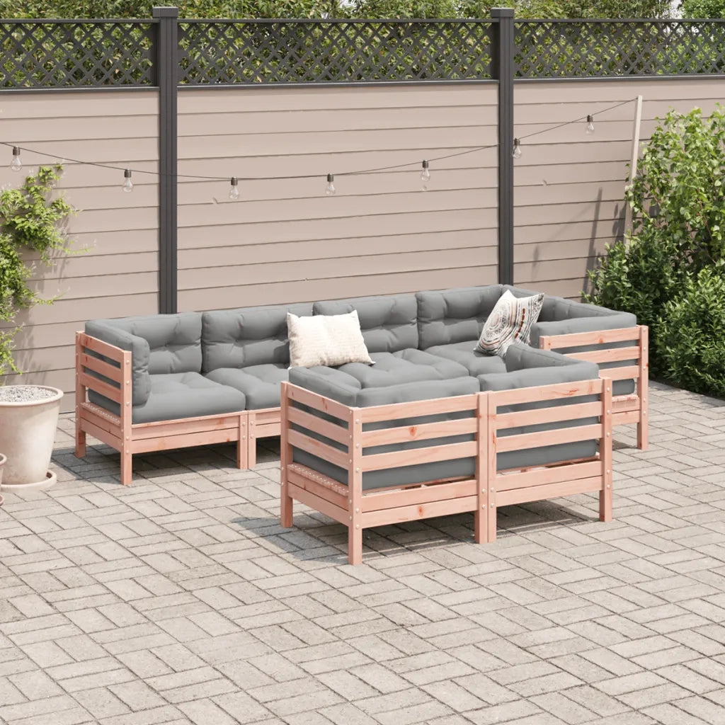 Set Divani Giardino 7 pz Cuscini Legno Massello Abete Douglas 3299498