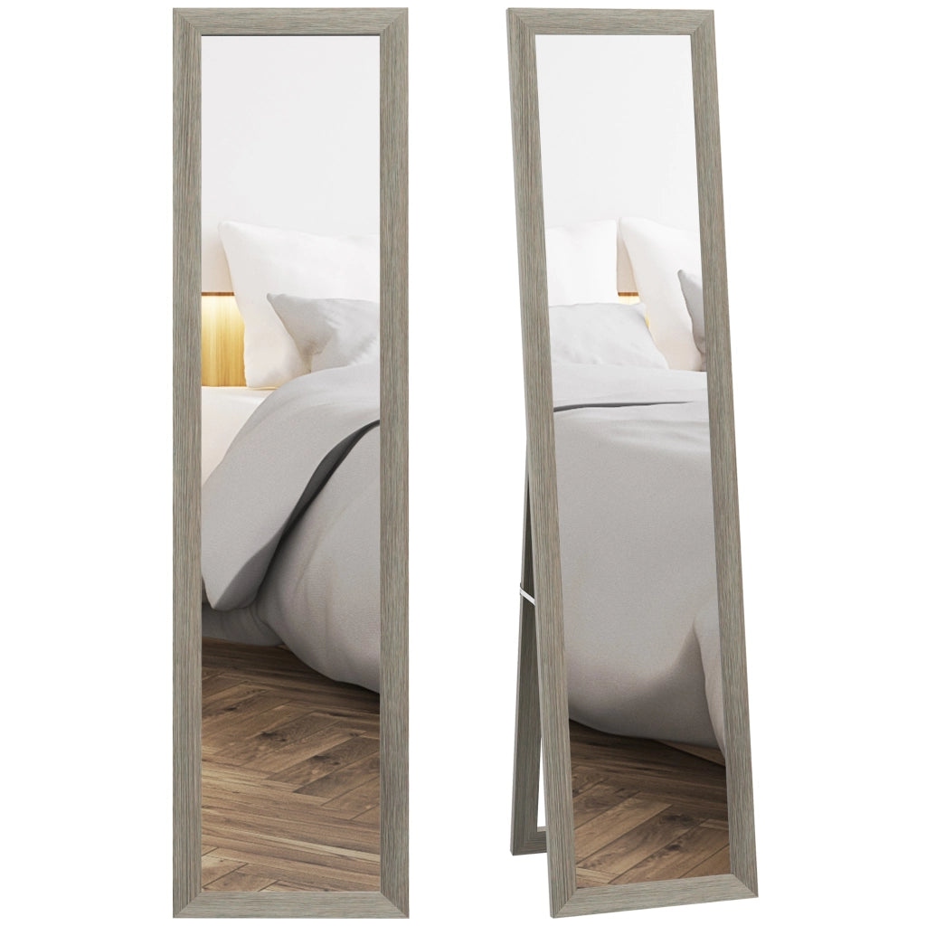 Specchio da parete o da terra rettangolare con cornice in legno ¨C zephmum ¨C grigio 37x155 cm