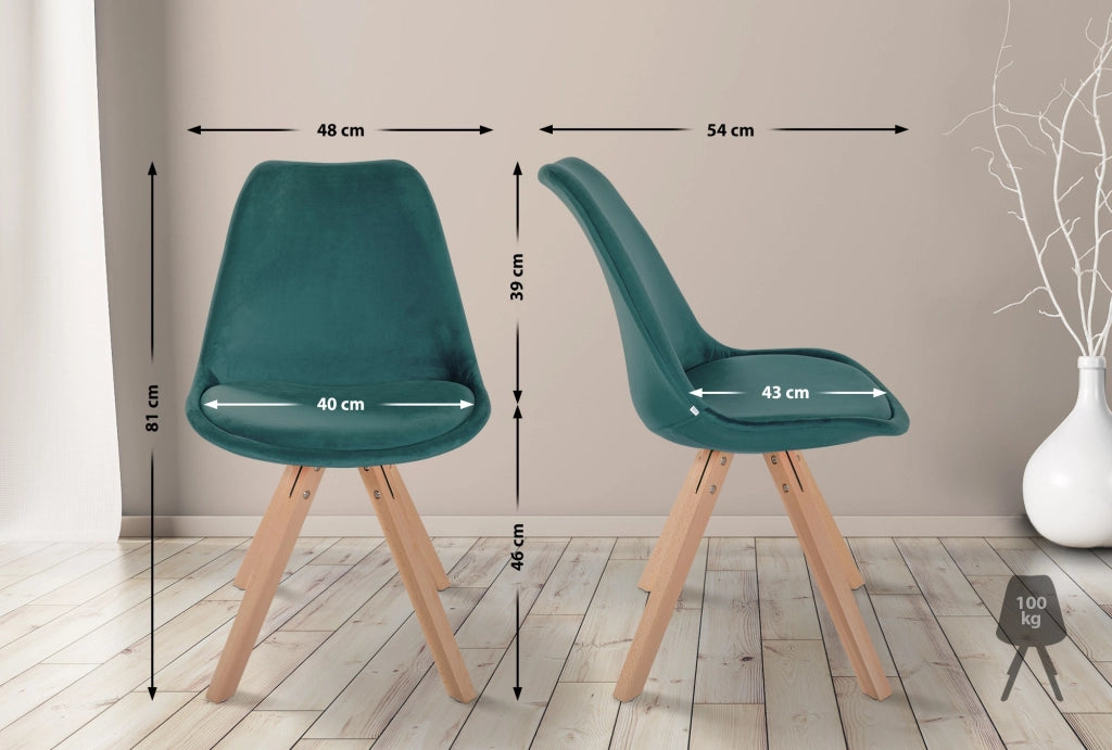 Sedia Sofia Velvet verde,natura (quadrato)