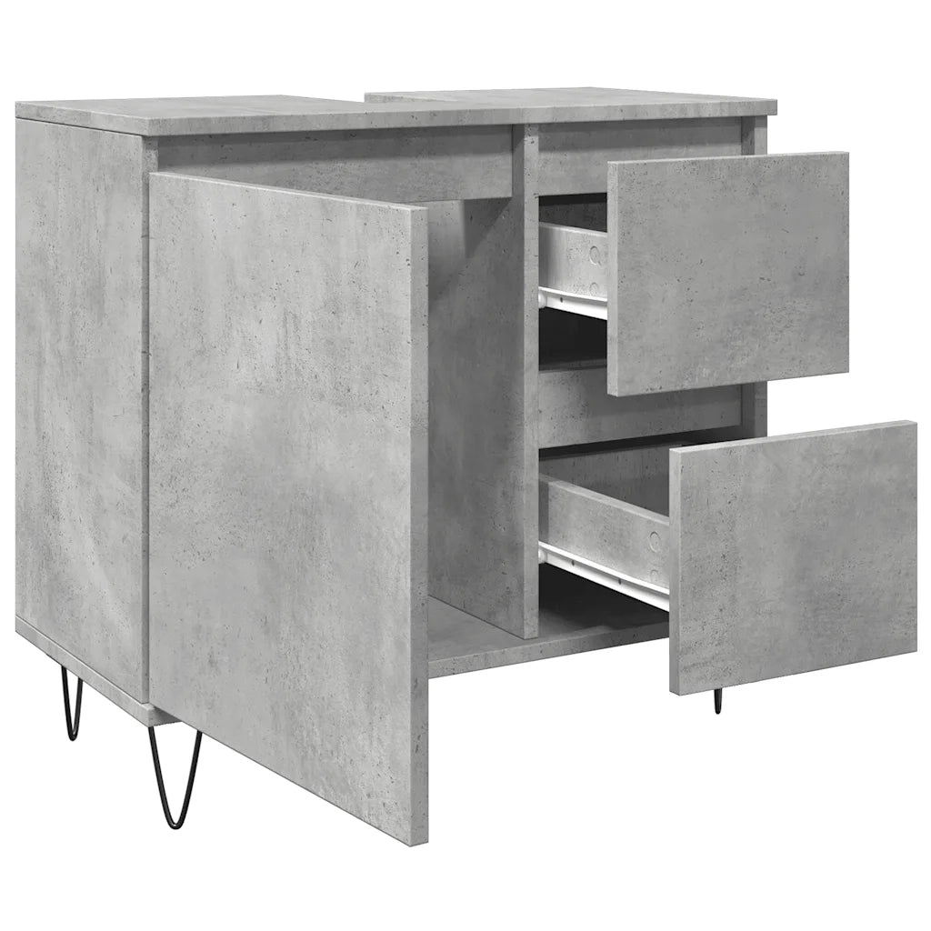 Armadietto da Bagno | Armadio da bagno Grigio Cemento 65x33x60cm in Truciolato
