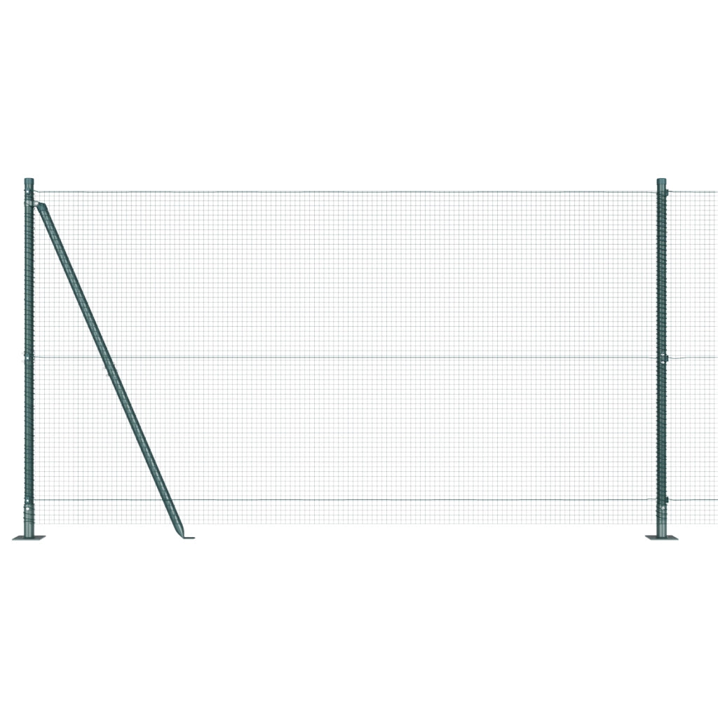 Recinzione in rete saldata con 7 pali flangiati Verde 1.2x10 m Acciaio