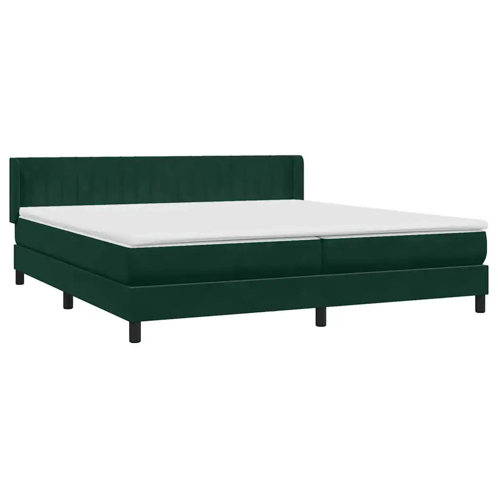 Giroletto a Molle con Materasso Verde Scuro 180x220 cm Velluto