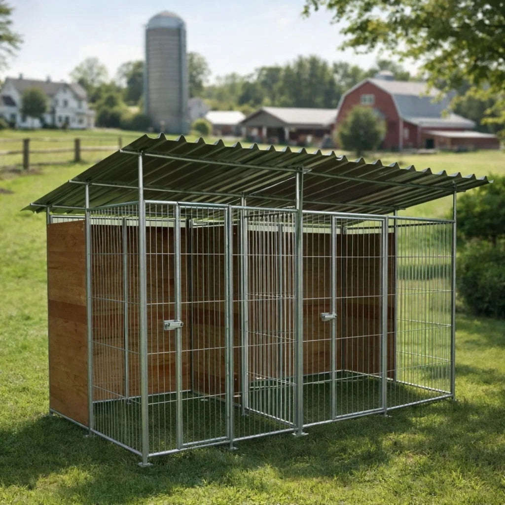 2 box per cani copertura e retro in legno zincatura a caldo ciascuno da 200x200xh180 cm