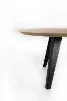 E-STYLO Tavolo fisso con top impiallaciato rovere naturale e gambe in metallo, Diam 130cm H. 76cm.