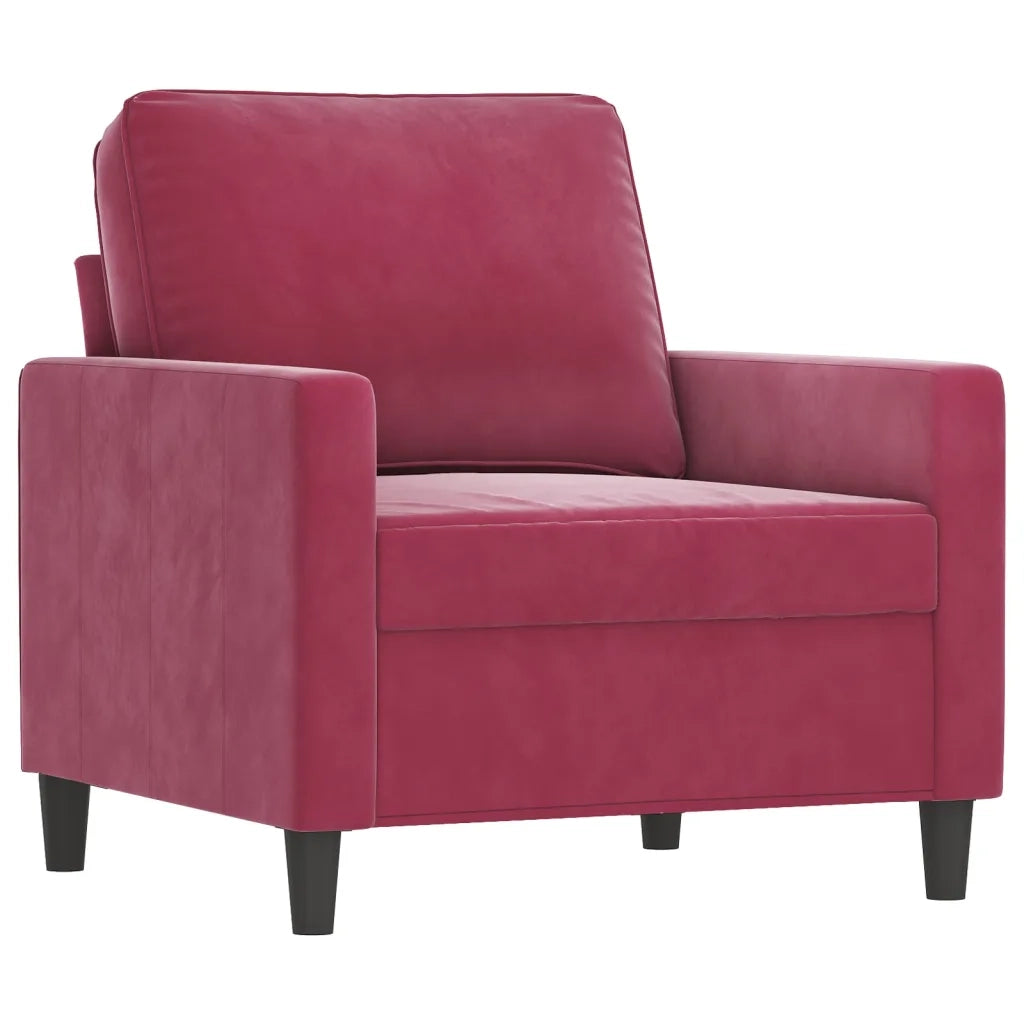 Set di Divani 4 pz con Cuscini Rosso Vino in Velluto