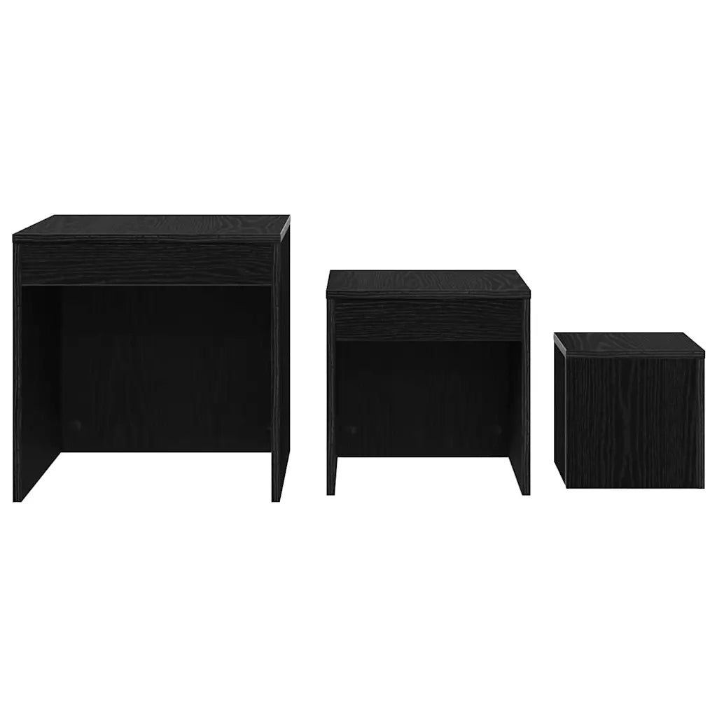 vidaXL Tavolini da salotto 3 pcs Rovere nero 45 x 45 x 45 cm