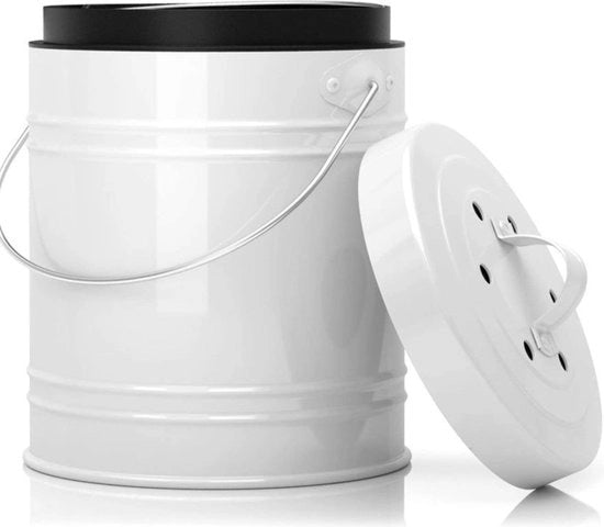 Contenitore biologico da 5 litri per compost con filtro a carbone attivo nel coperchio, resistente alle macchine da cucina in metallo
