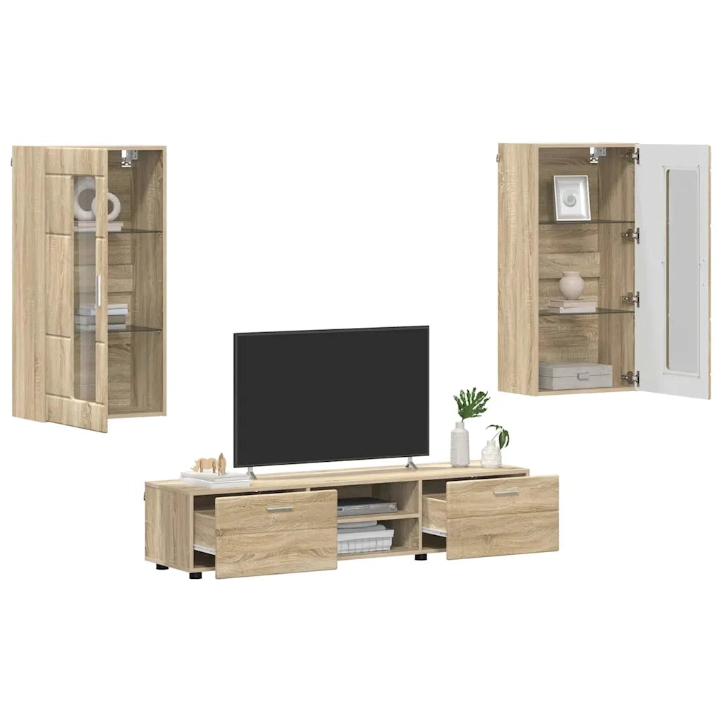 Set mobile TV con porta FLORIN Rovere Sonoma Legno multistrato