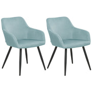 Set di 2 sedie imbottite in velluto azzurro con gambe in metallo soggiorno cucina
