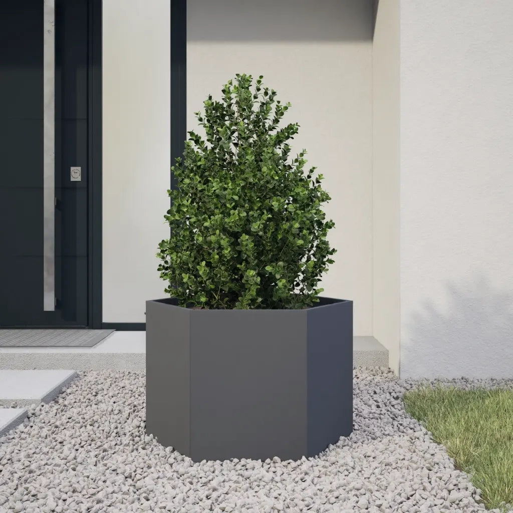 Fioriera da Giardino Antracite Esagono 69x60x45 cm in Acciaio 851124