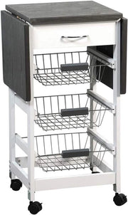 Carrello da cucina con tavoli ripiegabili - versatile - 1 pezzo - grigio - legno/plastica