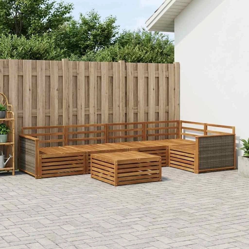 Set di divani da esterno 6 pz Naturale Legno di Acacia Massello 3383377