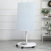 Lavagna magnetica in vetro temperato bianco 90 x 60 cm, regolabile in altezza e inclinazione, con ruote bloccabili