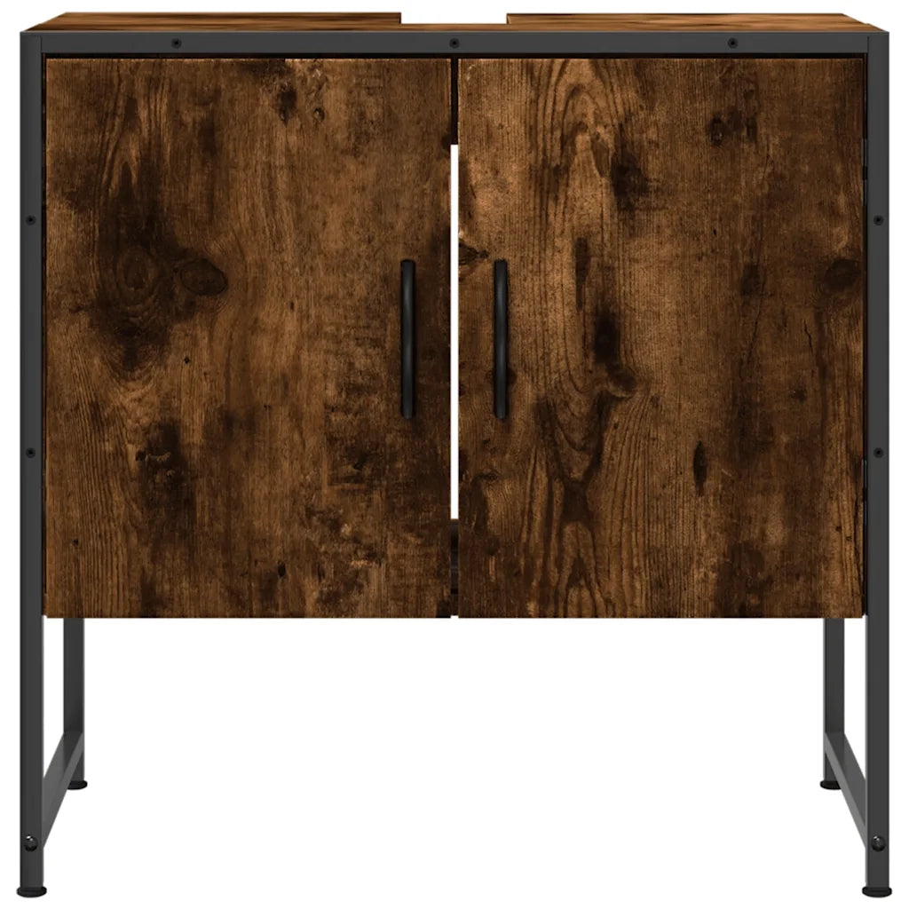 Mobile Lavabo Bagno Rovere Fumo 60x33x60 cm Legno Multistrato