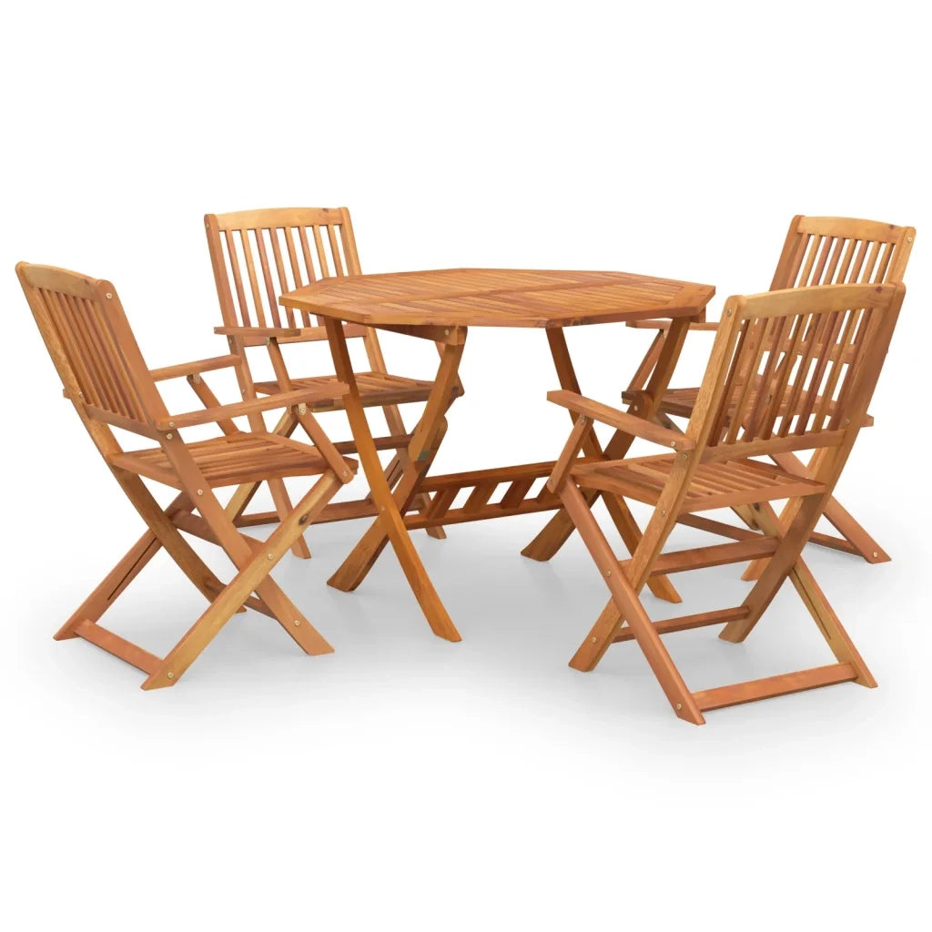 Set da Pranzo per Giardino 5 pz | Set Salotto da Giardino in Legno Massello di Acacia