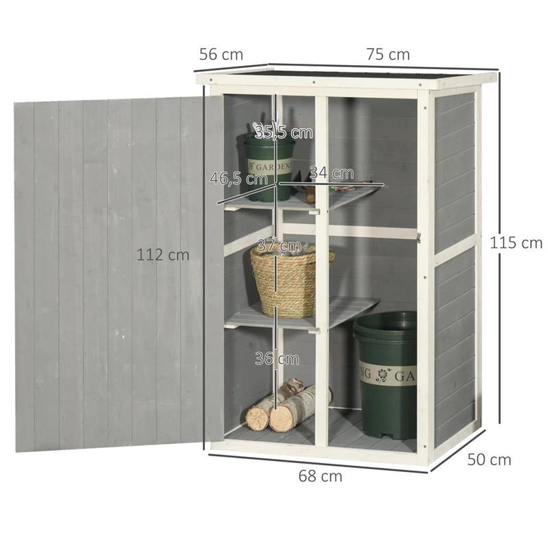 CASETTA DA GIARDINO IN LEGNO DI ABETE 75X56X115 CM COLORE GRIGIO
