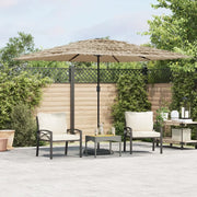 Ombrellone Giardino LED e Palo in Acciaio Marrone 290x290x238cm 4005088
