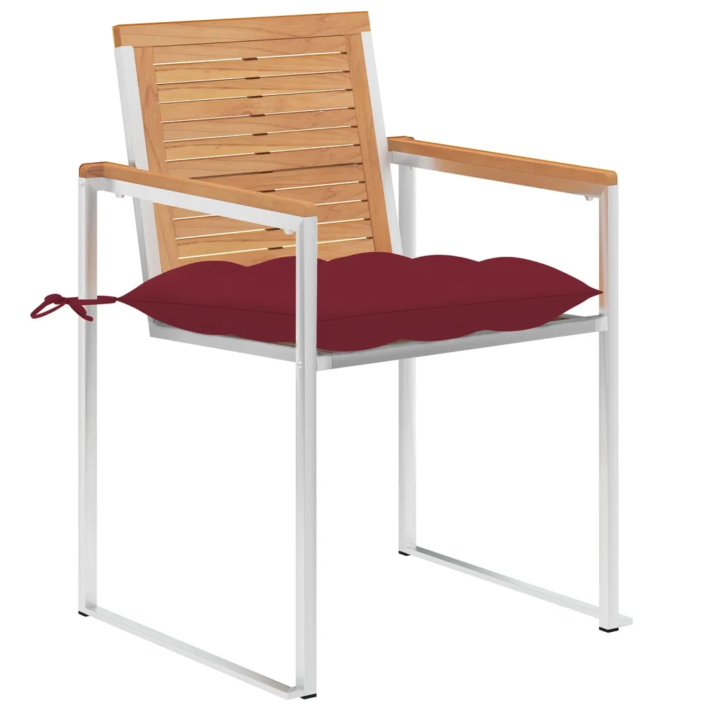 Sedie da Giardino con Cuscini 4 pz in Legno Massello di Teak cod mxl 49834