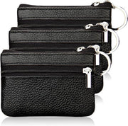 Tas Porta-sleutel in Pelle per Uomo e Donna - 3 Pezzi - Con 2 Scatole Separate - Portafoglio Mini per Chiavi di Auto e Casa e Carte di Credito - Nero - Unico Taglio - Design Moderno