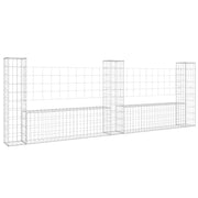 Cesto Gabbione a U con 3 Pali in Ferro 260x20x100 cm