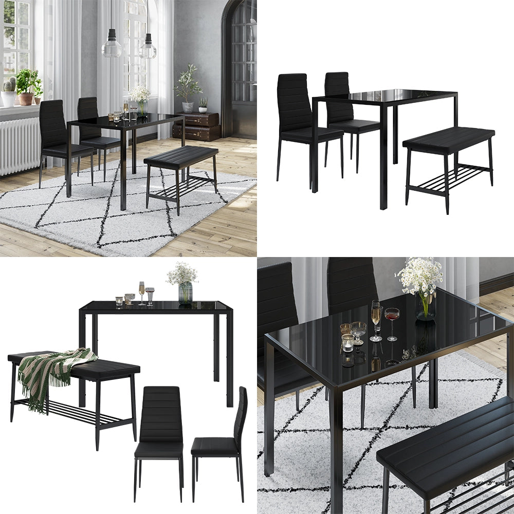 Vicco Set di tavoli da pranzo Nero 120 x 70 cm Set di 4 pezzi