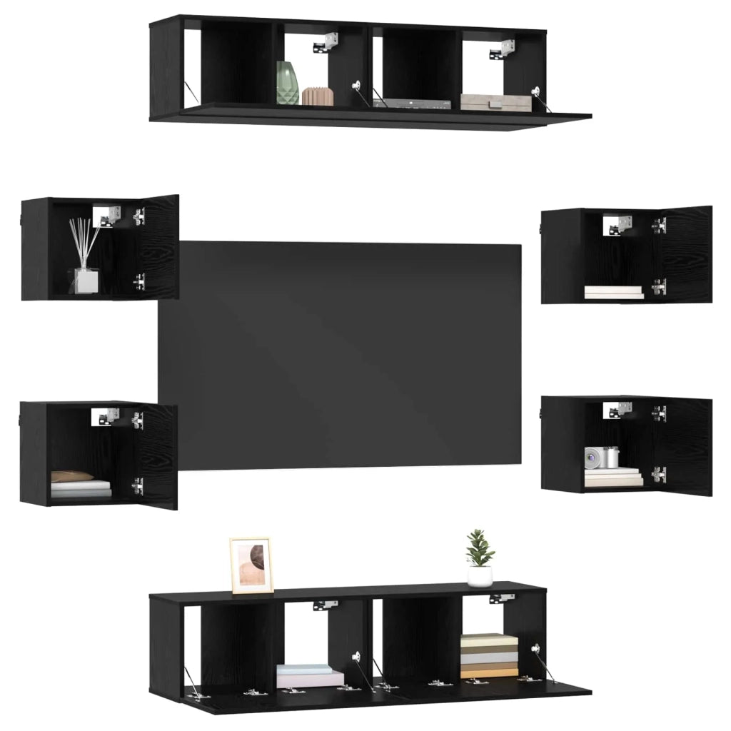 Set mobile TV 8 pcs 120 x 30 x 30 cm Rovere Nero 3438613