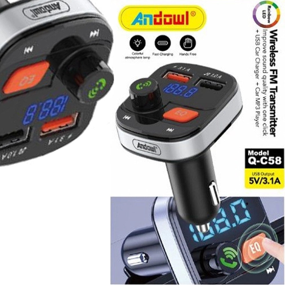 Trade Shop - Trasmettitore Fm Wireless Caricatore Usb Mp3 Per Auto Slot Scheda Memoria Q-c58 -