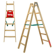 Scala domestica in legno KADAX a 6 gradini, a doppia faccia, per pittura, portata 150 kg.