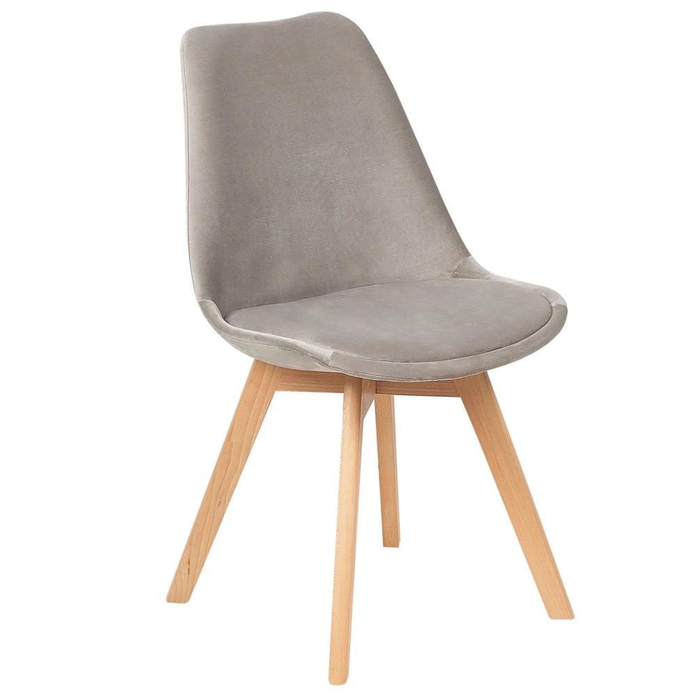 Set di 2 sedie da pranzo con rivestimento in velluto taupe gambe in legno eleganti design moderno